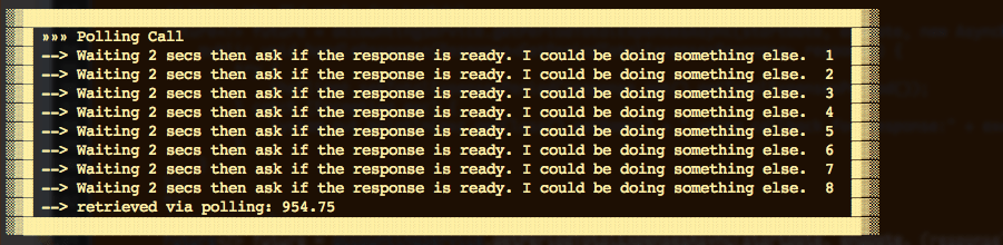 Picture 6. The output of the Web Services Client asynchronous call, using polling technique.