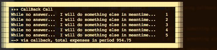 Picture 7. The output of the Web Services Client asynchronous call, using callback technique.